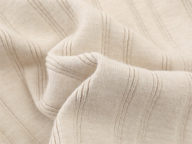 Pull homme en maille côtelée à col tunisien – Coupe oversize décontractée