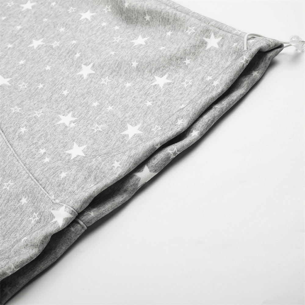 Star Print Wide-Leg Sweatpants – Oversized Streetwear Jogger Pants