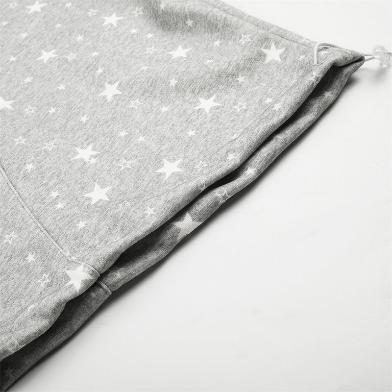 Star Print Wide-Leg Sweatpants – Oversized Streetwear Jogger Pants