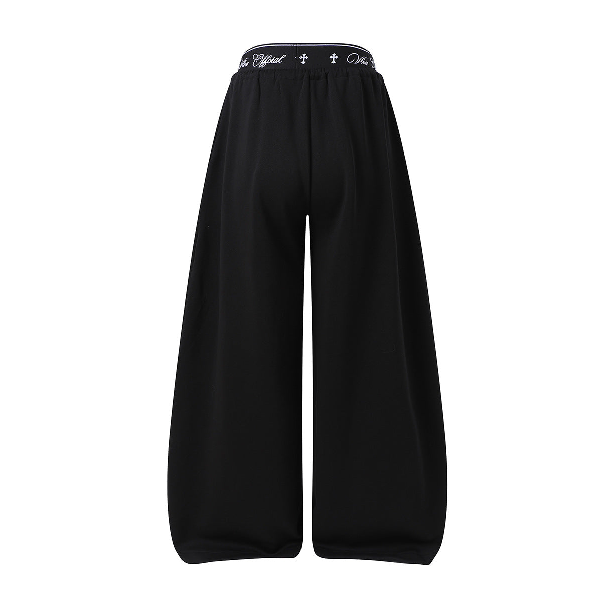 Pantalon de survêtement à jambes larges avec logo cursif et ceinture élastiquée