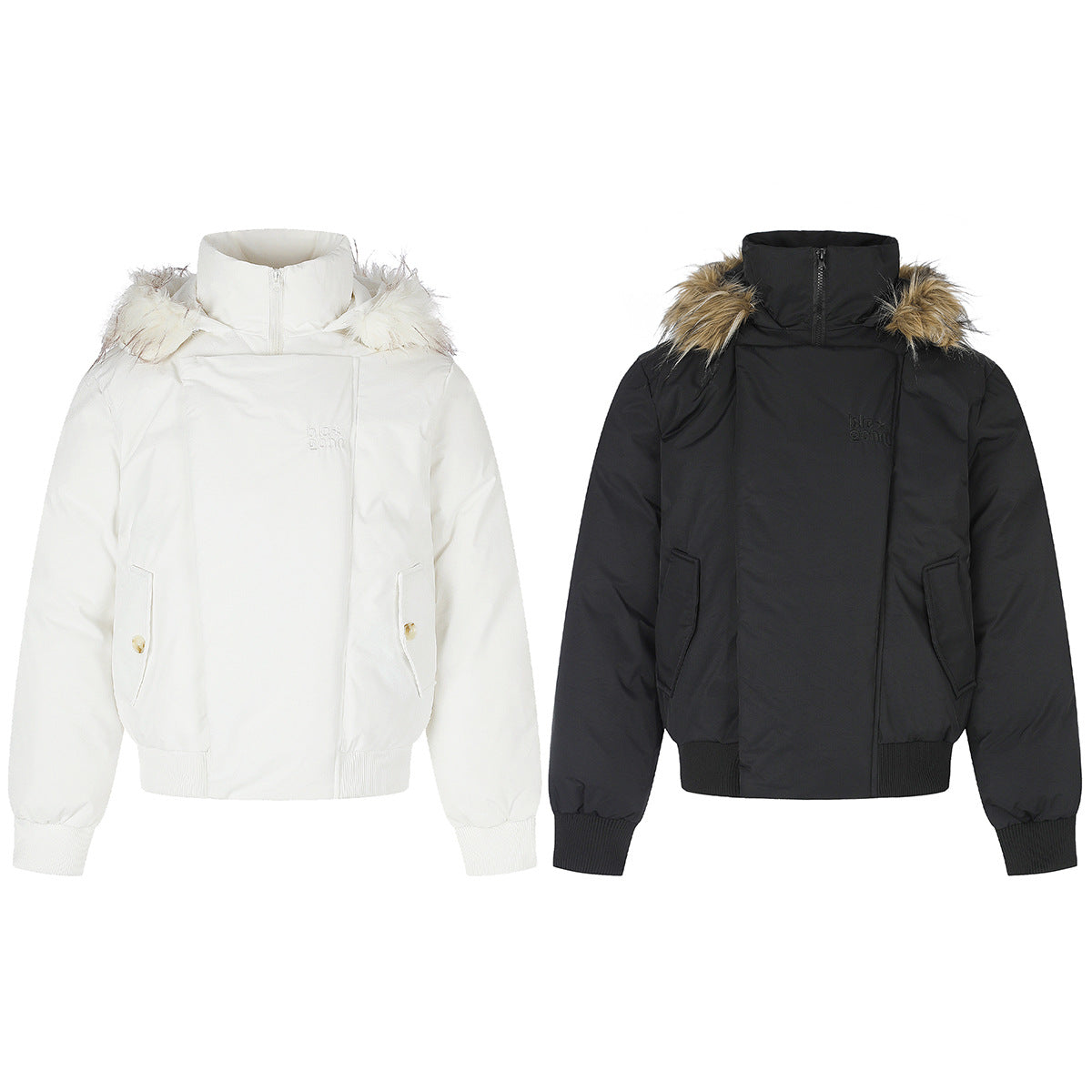 Fur-Collar Bomber Down Jacket – Vintage American Short Puffer Coat