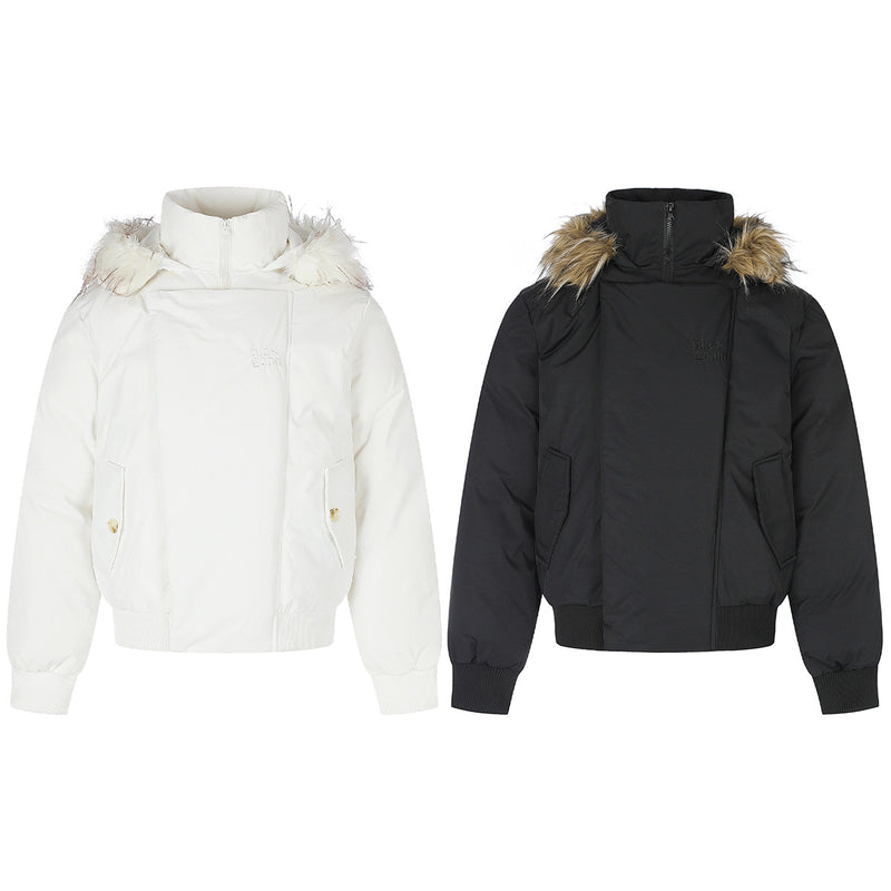 Fur-Collar Bomber Down Jacket – Vintage American Short Puffer Coat