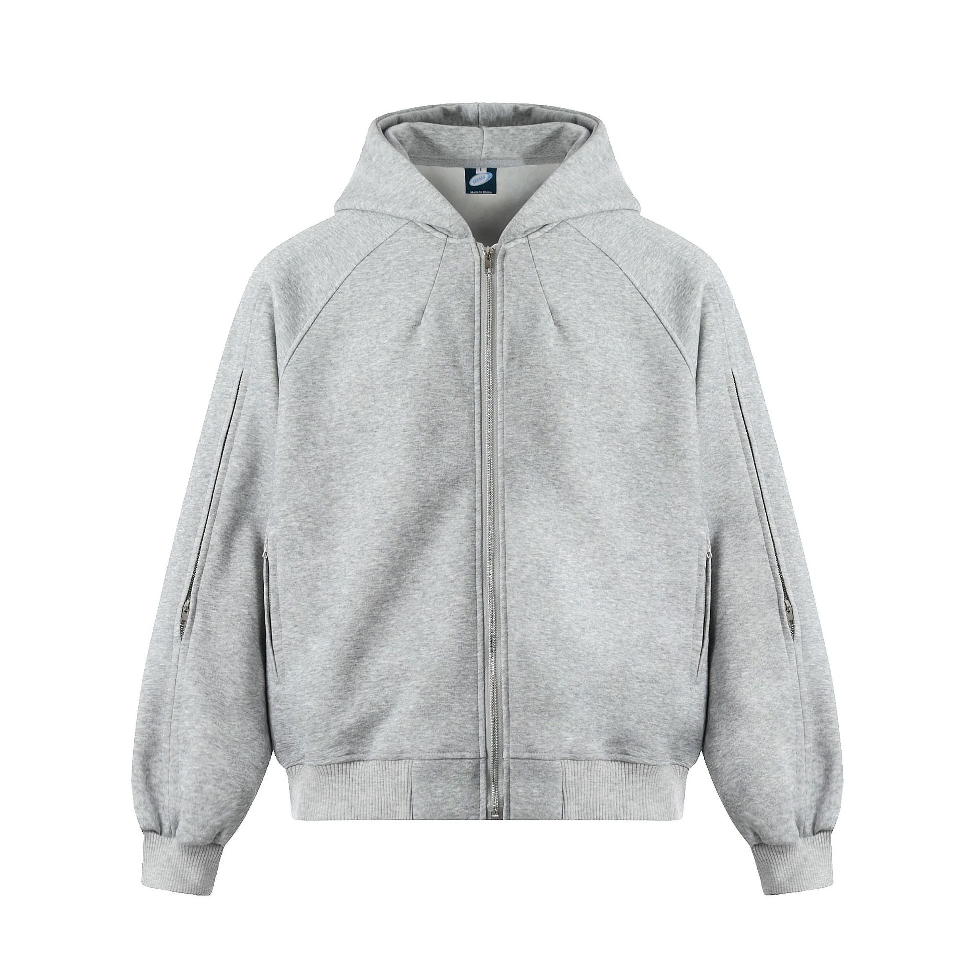 Distressed Zip Up Hoodie – Deconstructed Bomber-Style Washed Fleece Jacket
