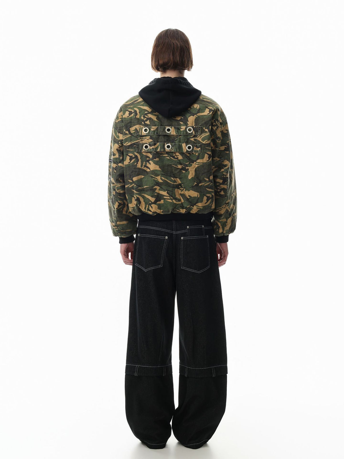 Camo Padded Bomber Jacket – Hooded MA-1 Flight Jacket with Grommet Detail