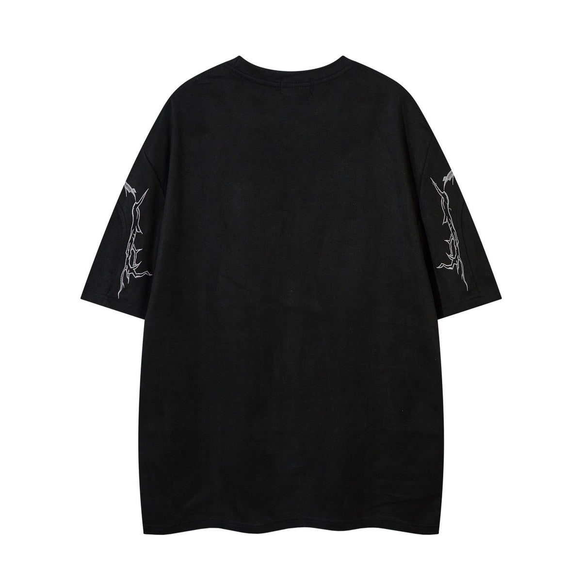 Oversized Gothic-T-Shirt mit Dornenstickerei – Kurzarmshirt im American-Streetwear-Stil