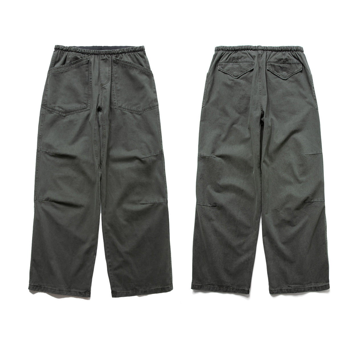 Wide-Leg Cargo Pants – Washed Vintage Workwear Straight Fit