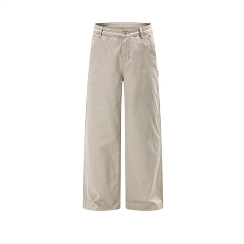 Men's Wide-Leg Cargo Pants – Straight-Fit Utility Trousers with Pocket Detail