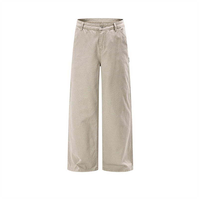 Men's Wide-Leg Cargo Pants – Straight-Fit Utility Trousers with Pocket Detail