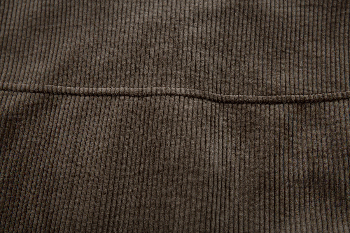 Corduroy Boxy Jacket with Plaid Contrast Lining – Retro American Style