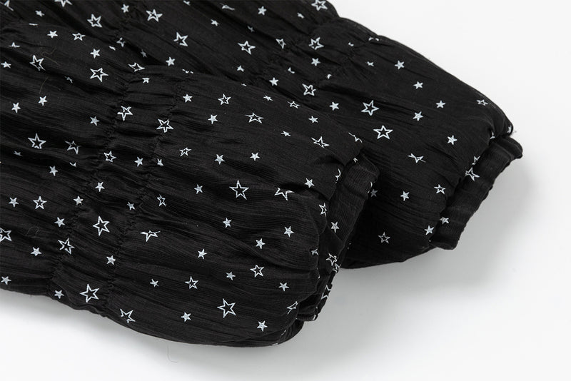Puffer Jacket with Hood — Star Print Fur-Trim Hooded Cotton-Padded Jacket