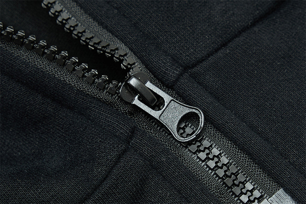 Men's Mock Neck Full-Zip Track Jacket with Crest Patch – Streetwear Fleece