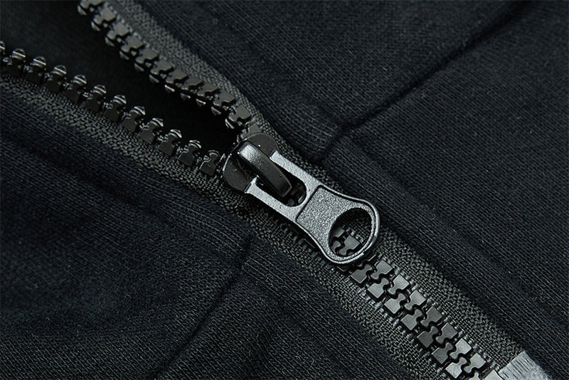 Men's Mock Neck Full-Zip Track Jacket with Crest Patch – Streetwear Fleece