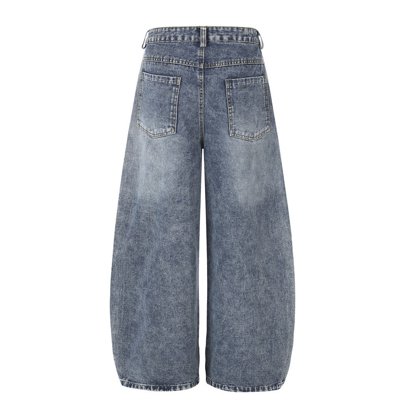 Baggy-Jeans für Herren in Schwarz – Sternprint & Wide-Leg-Denim mit drei Streifen
