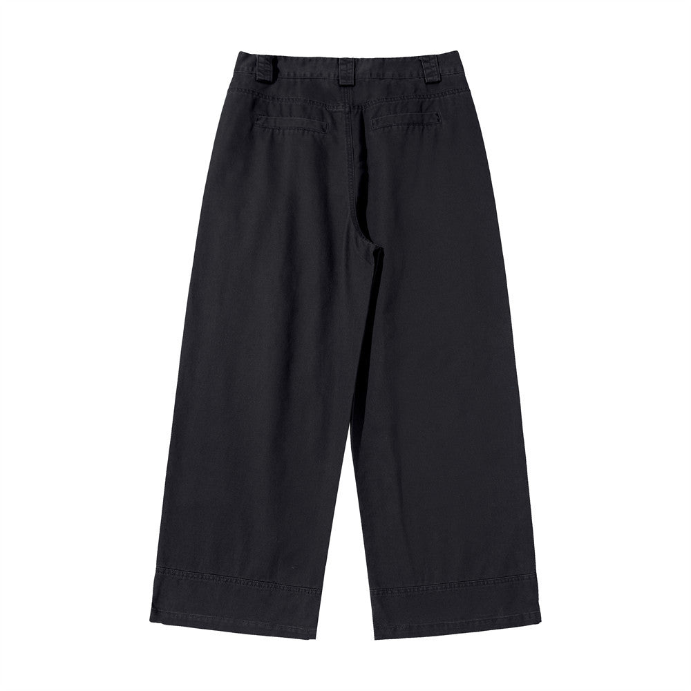Men's Wide-Leg Workwear Trousers – Relaxed Straight-Cut Pants with Patch Pockets