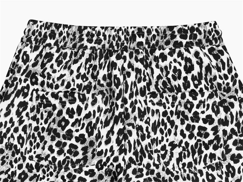 Pantalon de survêtement homme à jambes larges, imprimé léopard – Coupe décontractée avec cordon