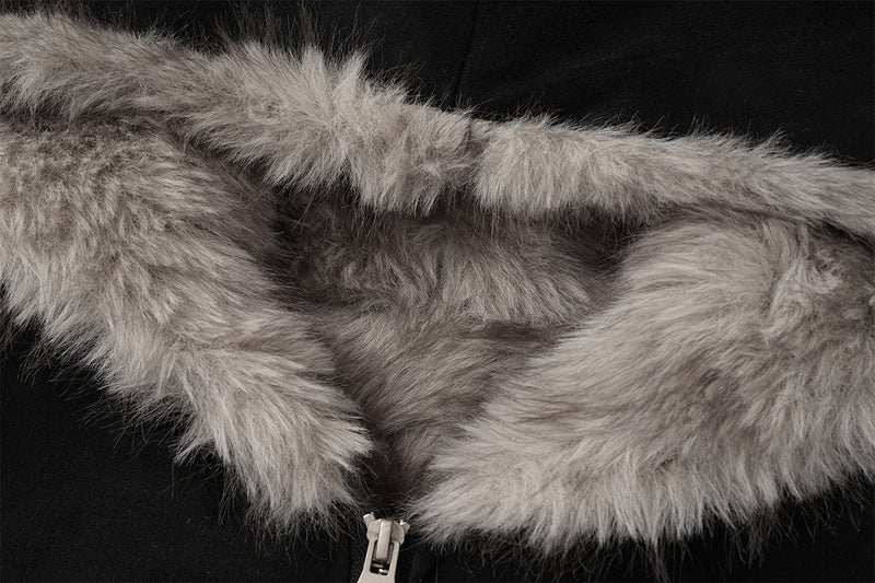 Bomber en suédine avec capuche en fausse fourrure – Manteau d’hiver oversize