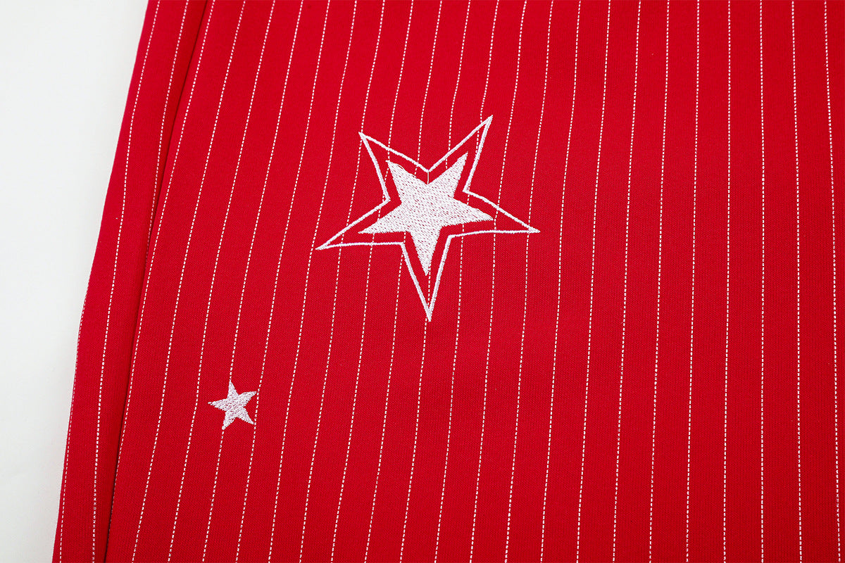 Wide Leg Striped Pants with Star Embroidery – Baggy Street Dance Trousers