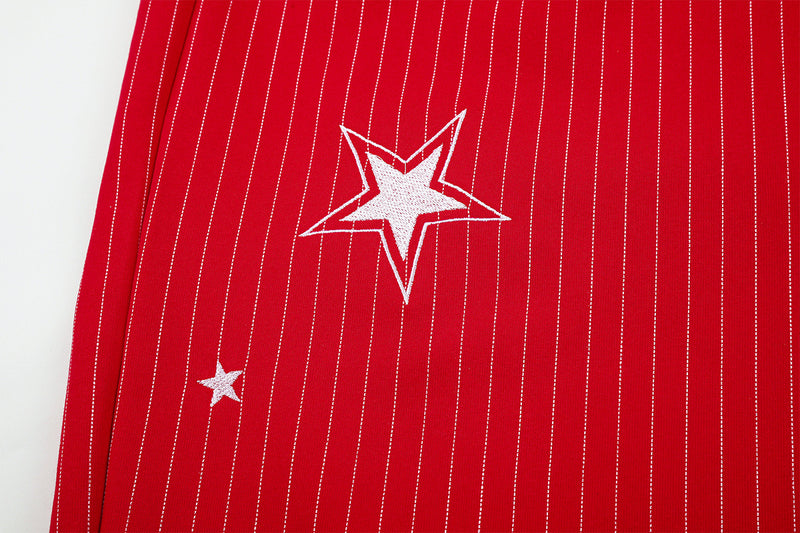 Wide Leg Striped Pants with Star Embroidery – Baggy Street Dance Trousers