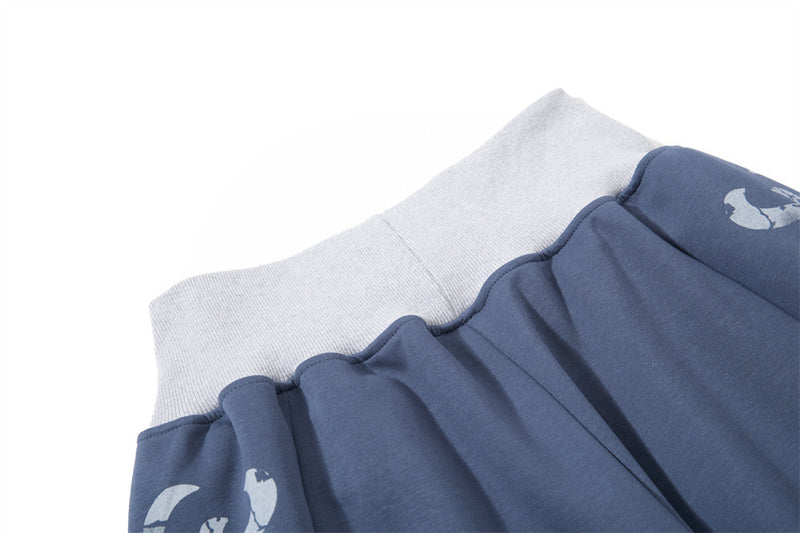 Men's Wide-Leg Sweatpants with Letter Print & Contrast Ribbed Waistband