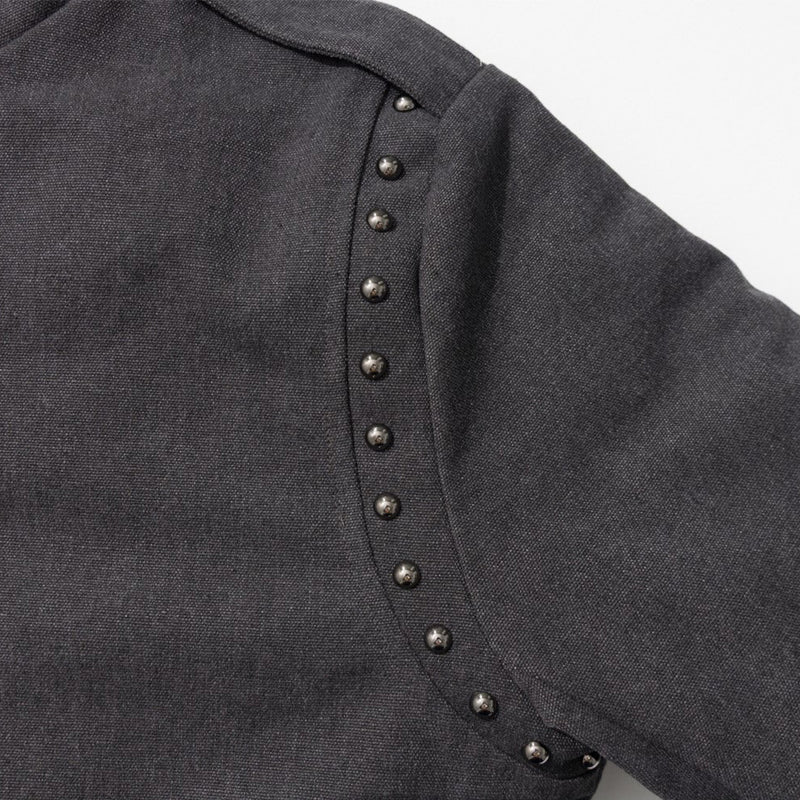 Veste moto homme à col en fausse fourrure – Zip diagonal, détails cloutés, gris anthracite
