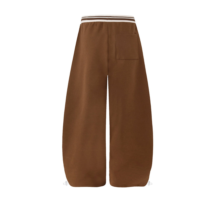Jogginghose mit weitem Bein und gestreiftem Kontrastbund – Fleecehose mit Relaxed Fit