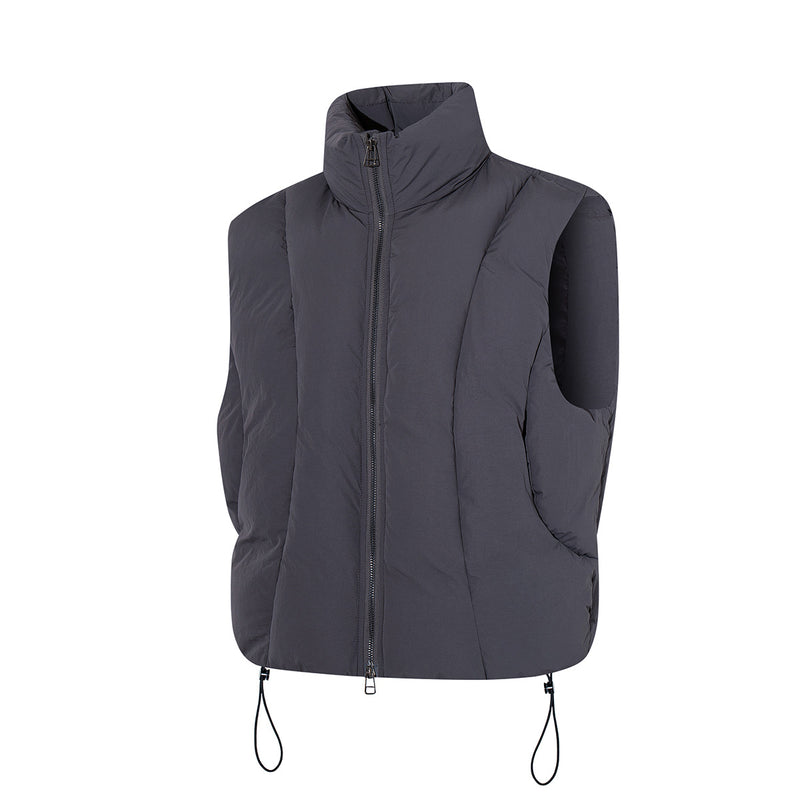 Padded Puffer Vest Stand Collar Zip-Up Sleeveless Jacket
