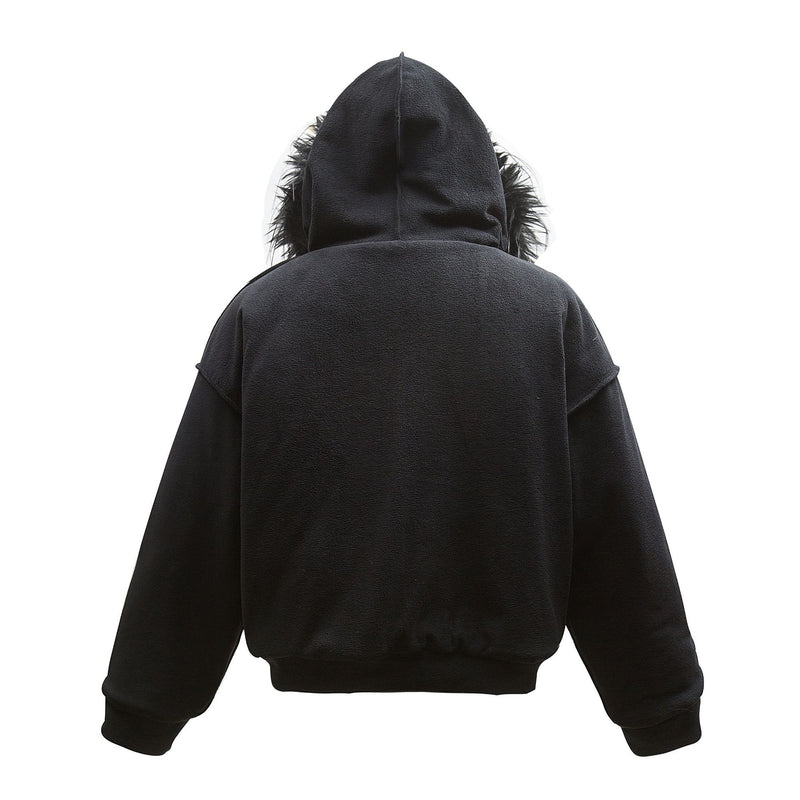 Blouson bomber à capuche et col en fourrure – Manteau d’hiver doublé polaire