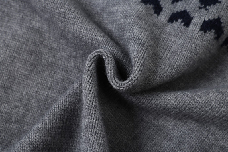Fair Isle Jacquard Polo Collar Knit Sweater – Vintage Pattern Pullover