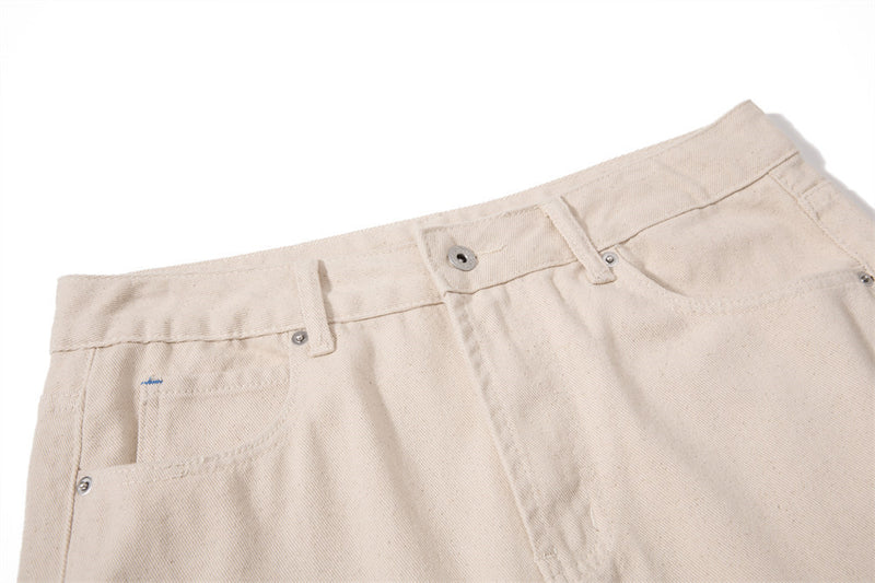 Jeans bootcut à jambes larges pour homme – Denim beige à coupe décontractée