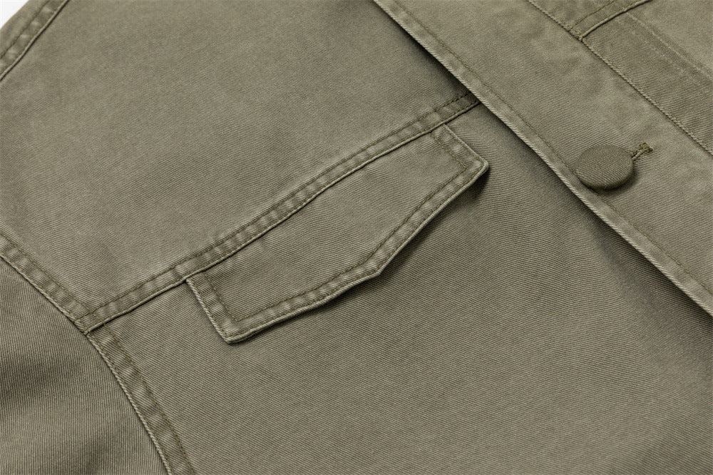 Oversized Workwear Jacket – Men's Olive Double-Breasted Utility Coat