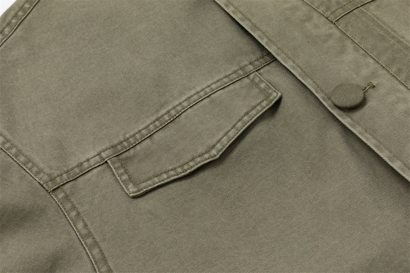 Oversized Workwear Jacket – Men's Olive Double-Breasted Utility Coat