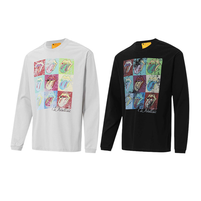 T-shirt manches longues graphique avec imprimé rétro pop art de langue