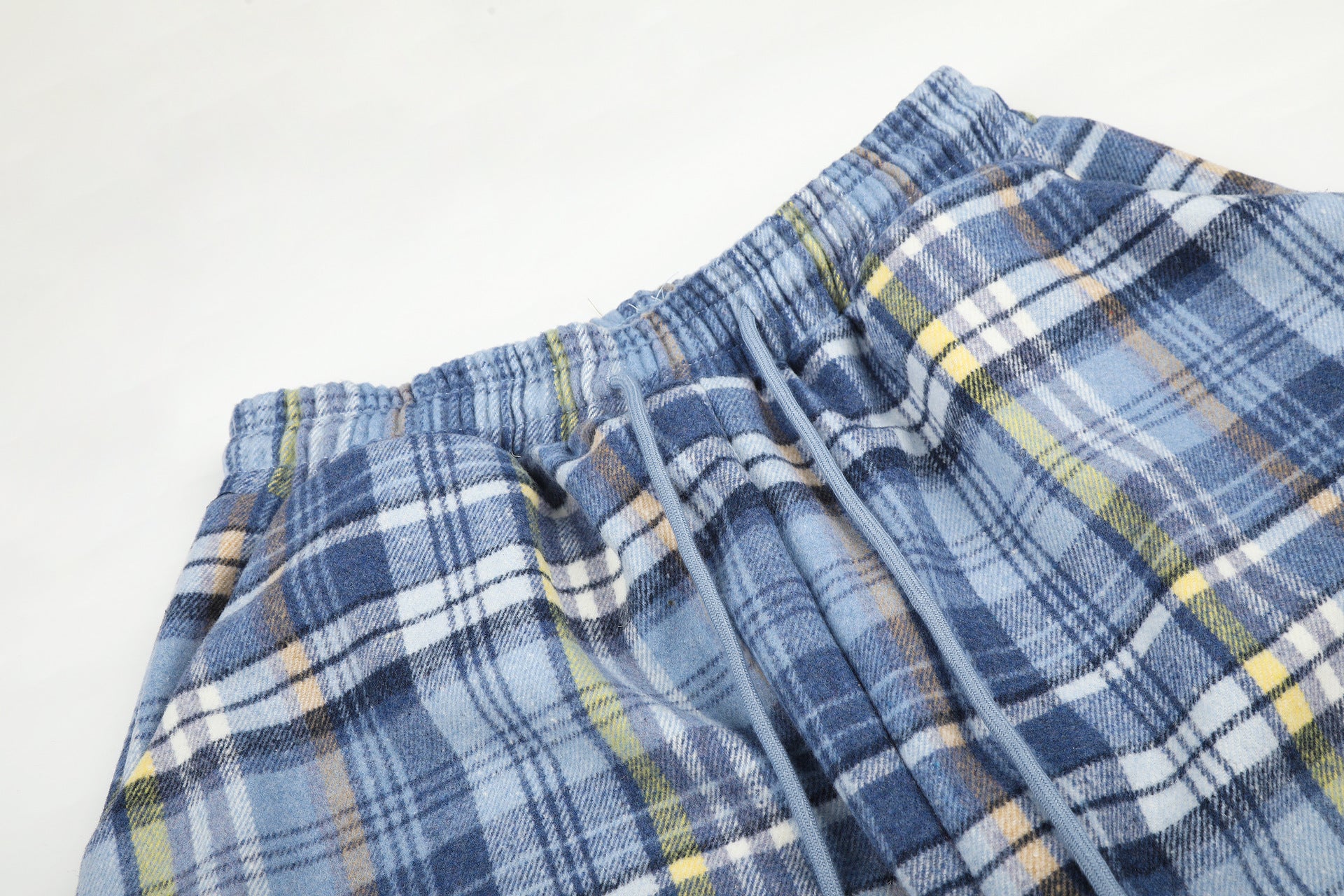 Plaid Wide-Leg Pants – Relaxed Fit Flannel Drawstring Trousers