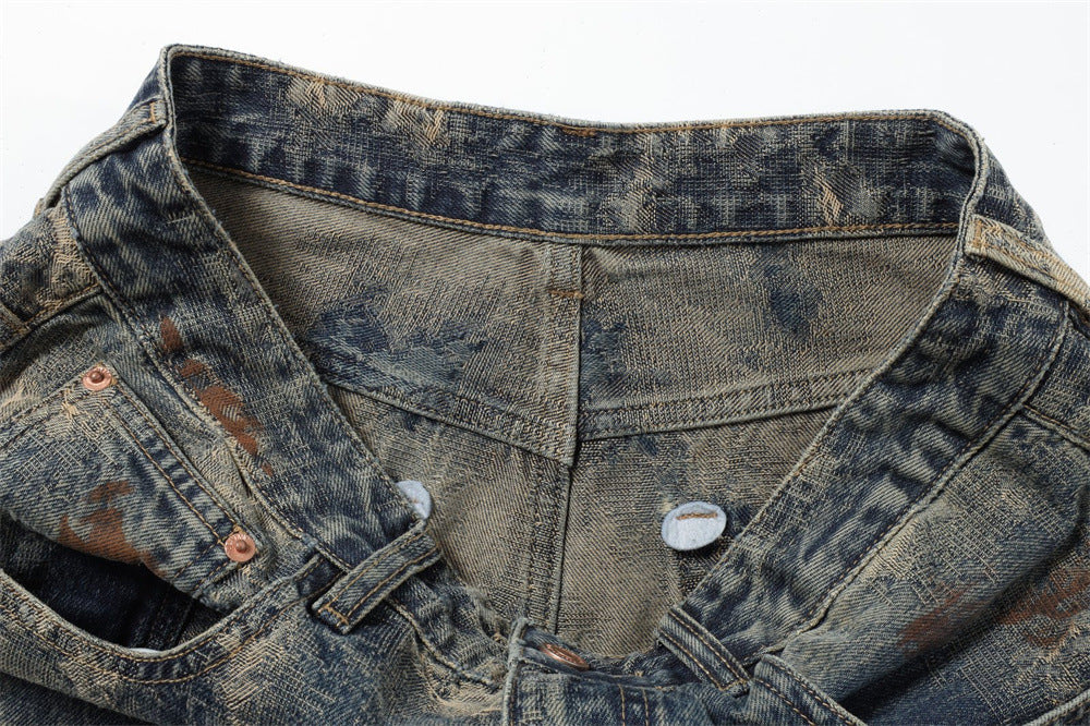Wide Leg Jeans Mens Distressed Vintage Grunge Baggy Denim Pants