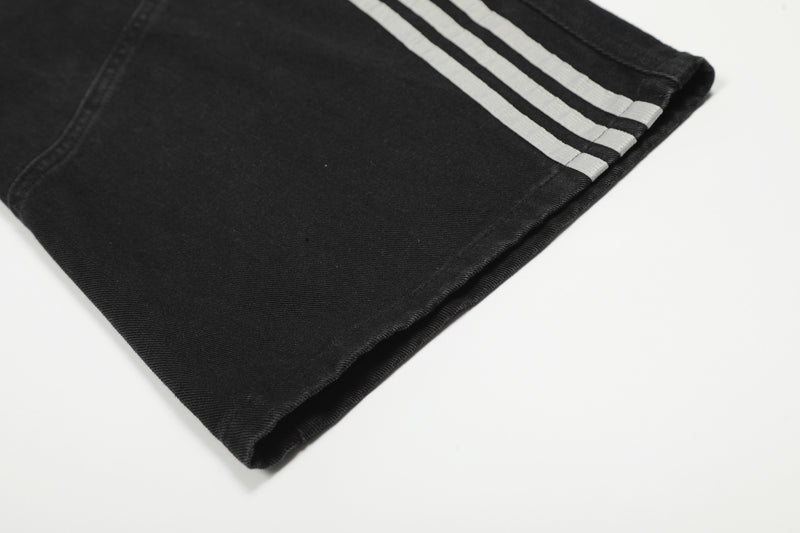 Wide-Leg Deconstructed Jeans with Triple Side Stripes – Loose Fit Baggy Denim
