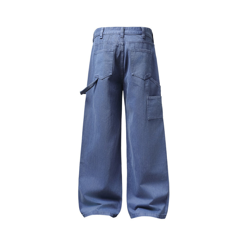 Wide-Leg Carpenter Jeans – Loose Fit Straight Denim Pants with Utility Pockets