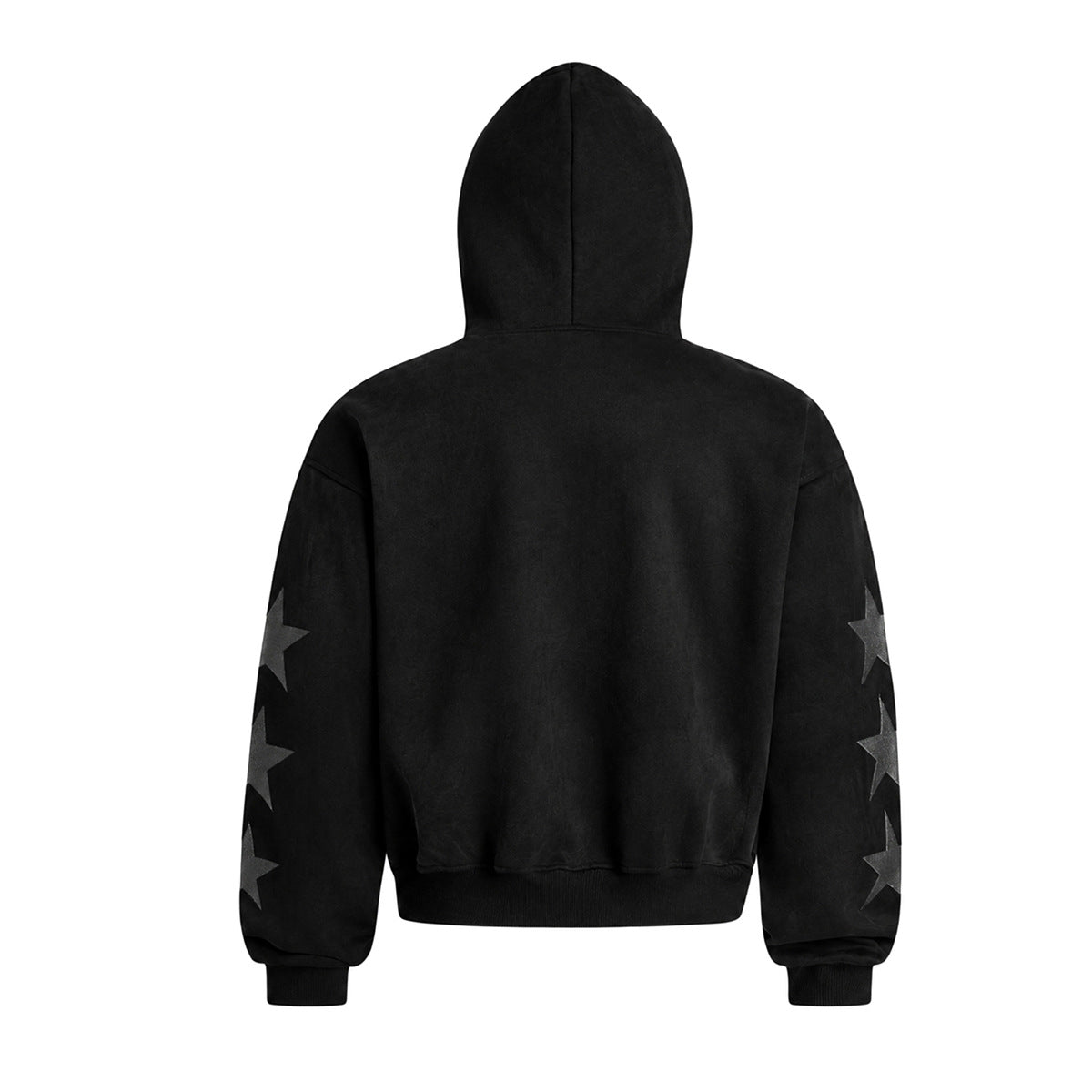 Zip-Up Hoodie Men's Suede Gothic Star Embroidery Full-Zip Jacket