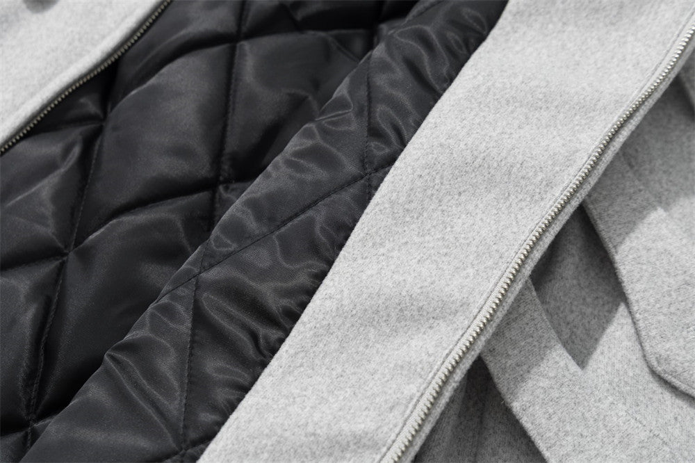 Men's Military-Style Stand Collar Padded Jacket with Double-Breasted Button