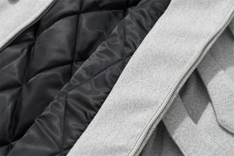 Men's Military-Style Stand Collar Padded Jacket with Double-Breasted Button