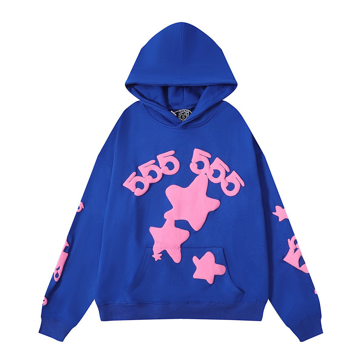 Sp5der “555 Stars” Hoodie – Royal Blue / Pink 440GSM Heavyweight Oversized Streetwear Pullover