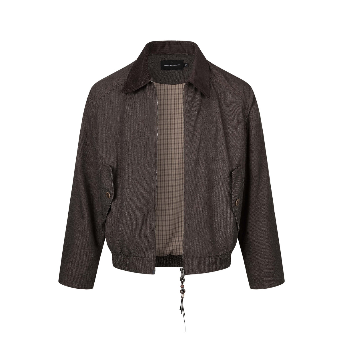 Men's Retro Harrington Jacket – Corduroy Collar, Full-Zip Bomber
