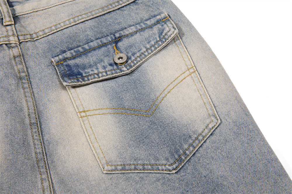 Distressed-Flare-Jeans – Herren-Wide-Leg-Denim in verwaschener Optik mit Knitterdetails