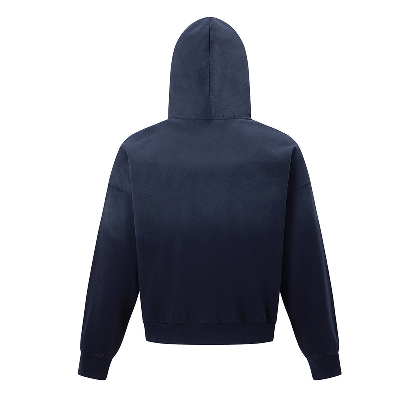 Sweat à capuche zippé drapeau américain usé – Streetwear vintage délavé