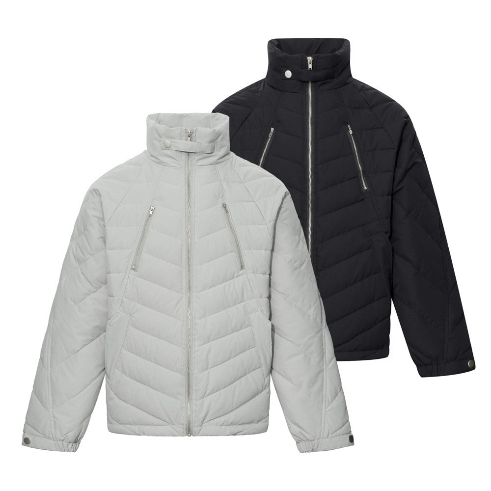 Herren-Pufferjacke mit lockerer Passform und Steppmuster – Stehkragen