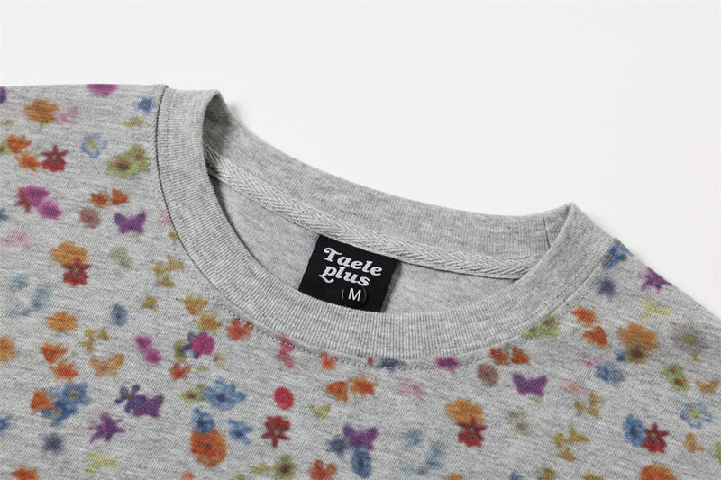 Allover Floral Print Long-Sleeve T-Shirt – Men's Relaxed Fit Crew Neck