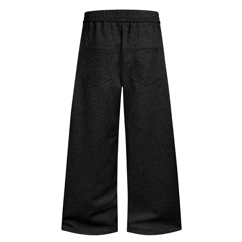 Wide-Leg Sweatpants with Pegasus Embroidery & Letter Patch – Men's Streetwear