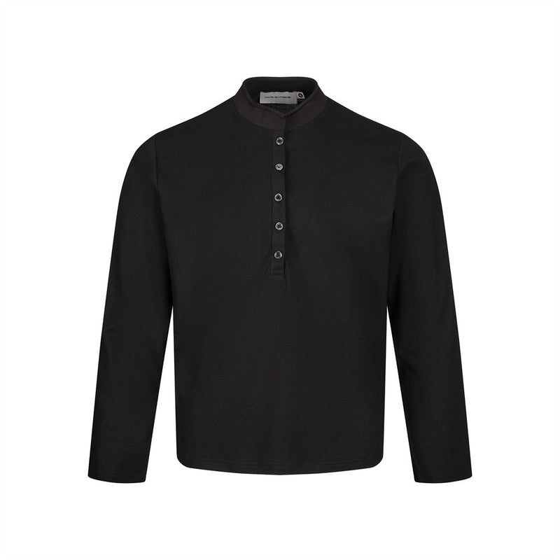 Men's Long Sleeve Shirt – Mandarin Collar Half-Button Henley