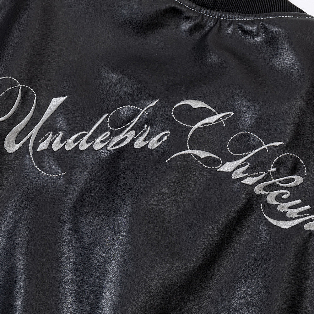 Leather Bomber Jacket Men – PU Punk Tribal Embroidery Oversized Varsity Jacket