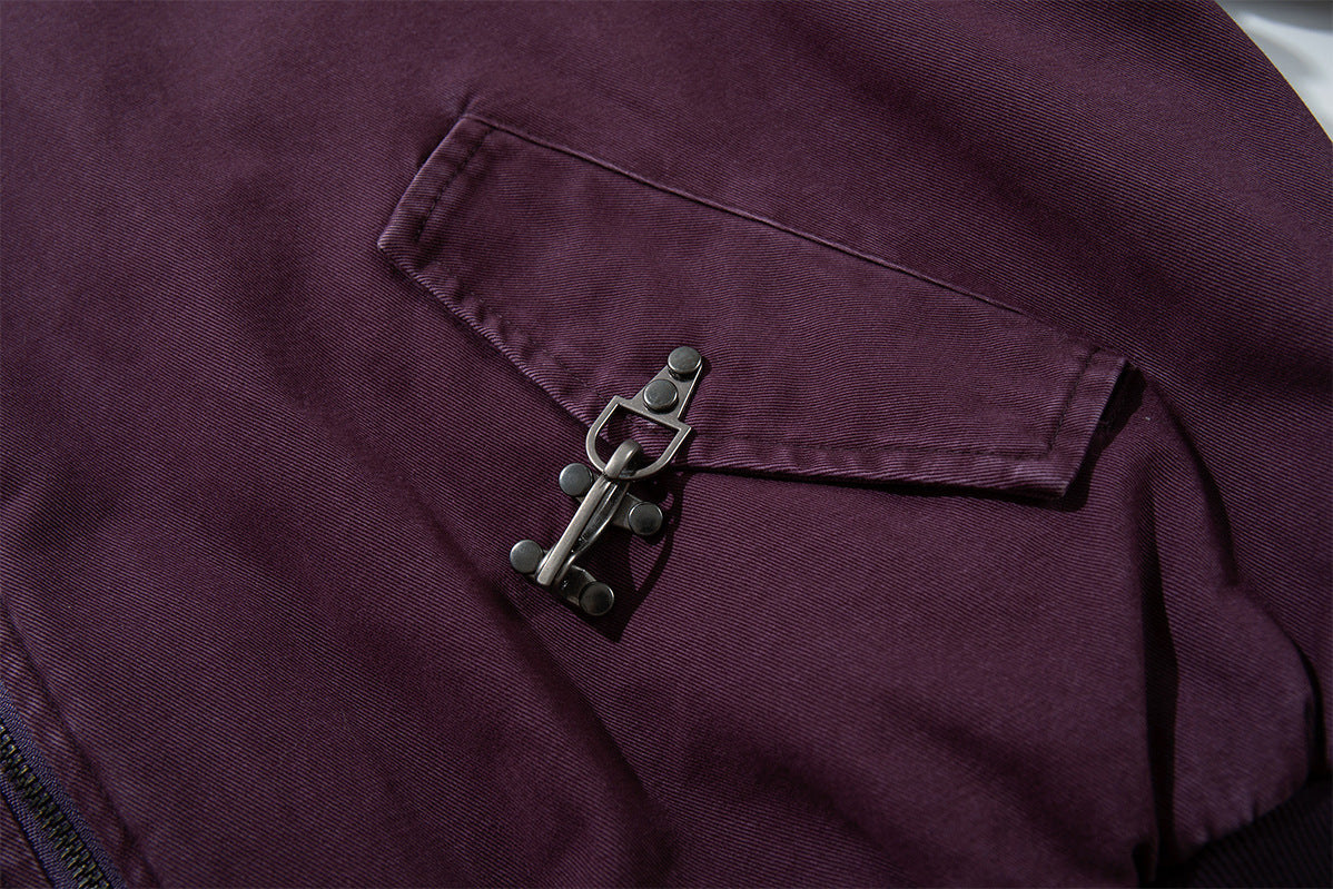 Oversized Bomber Jacket with Ruched Sleeves and Buckle Detail
