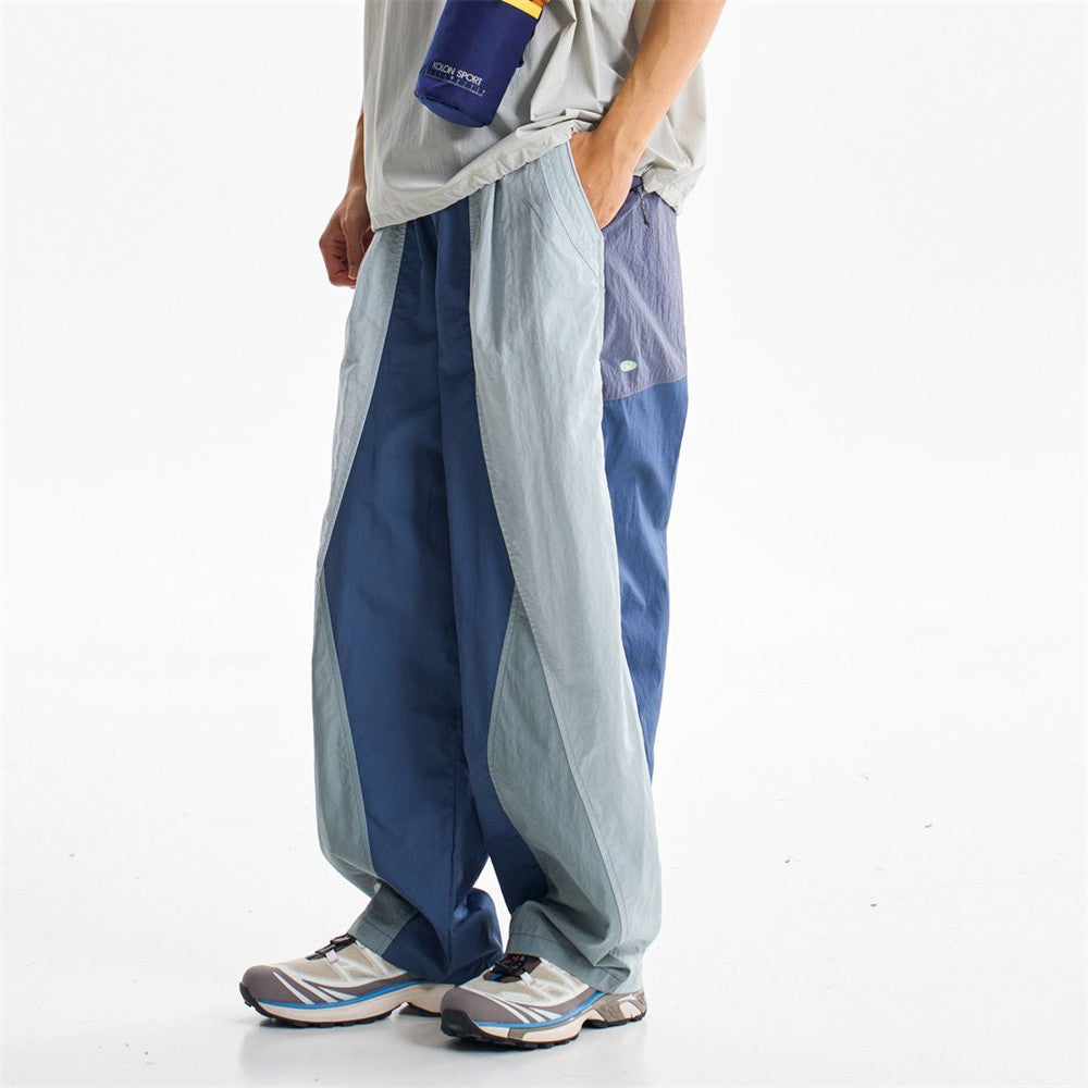 Wide-Leg Colorblock Track Pants – Relaxed Fit Outdoor Sport Trousers